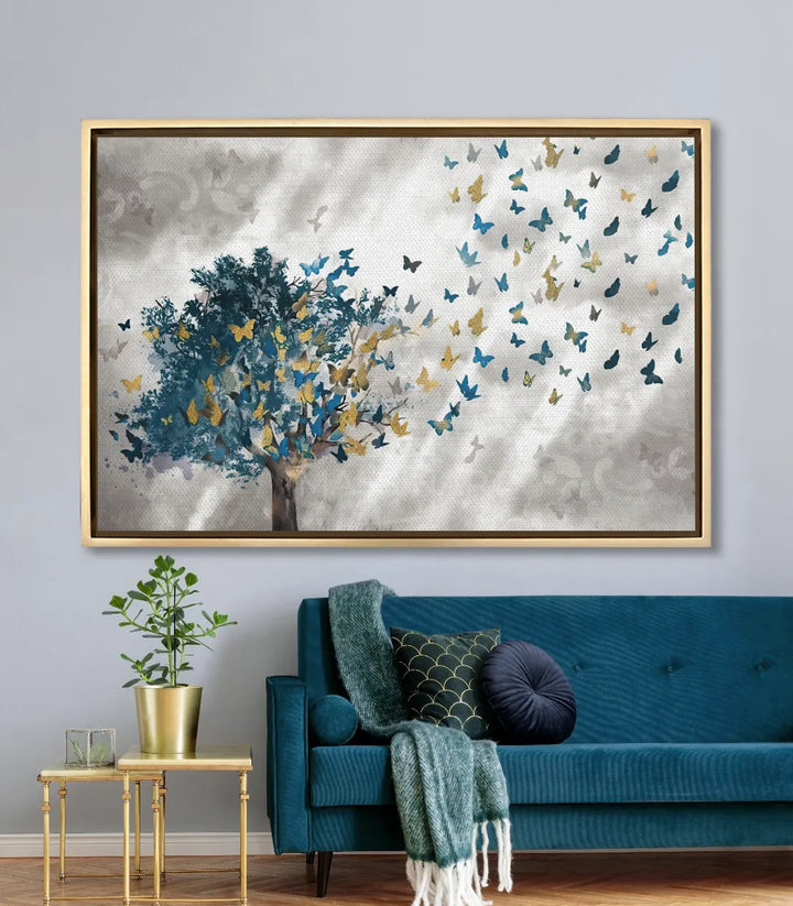 Tableau Butterfly Effect mise en situation salon moderne Massinart