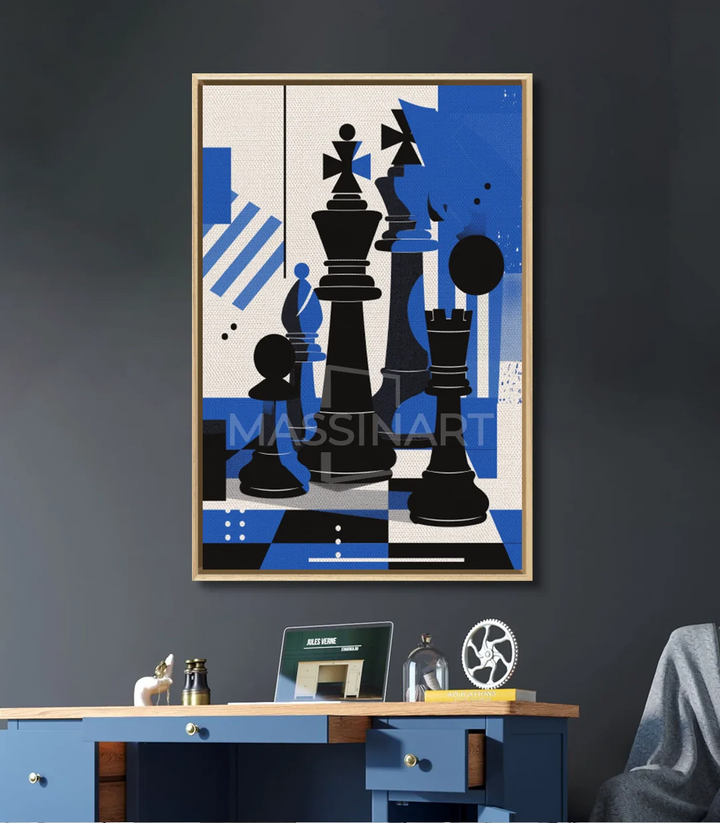 Tableau Chess Massinart — mise en situation bureau moderne avec décoration murale