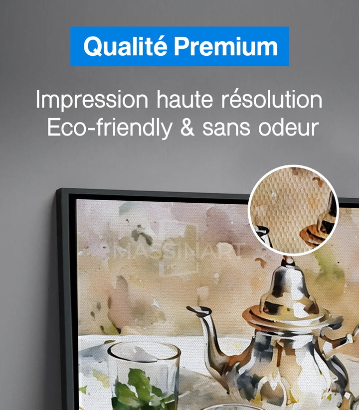Tableau Moroccan Tea mise en situation salon marocain — décoration artistique Massinart