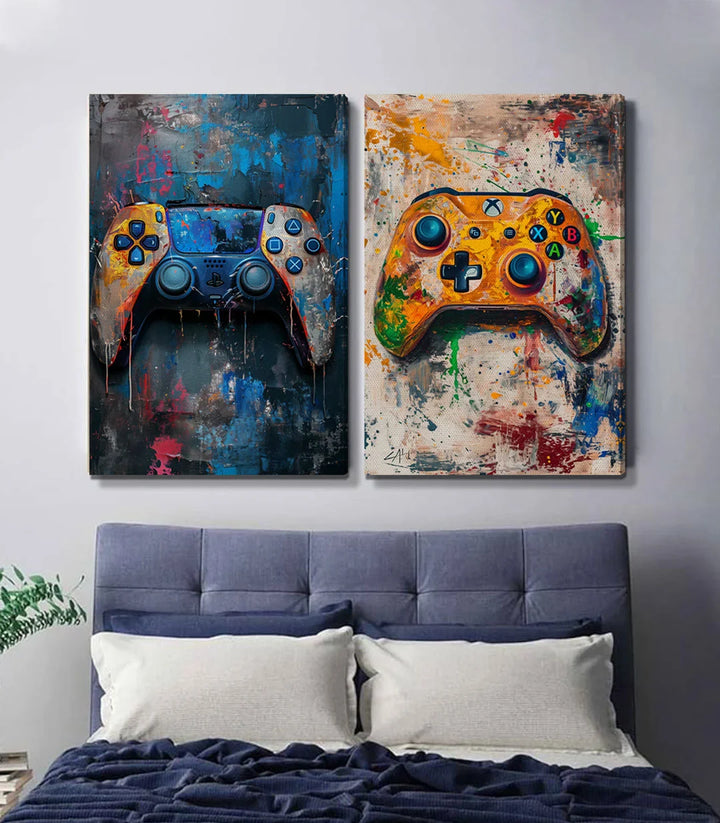 Diptyque manettes gaming Vivid Play Massinart — décoration intérieur chambre moderne