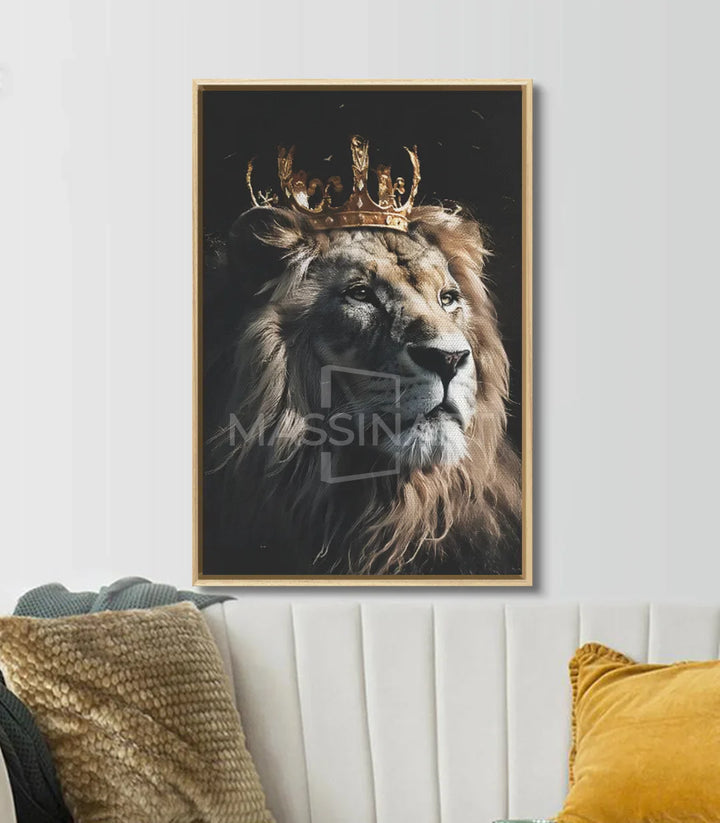 Décoration intérieur bureau : tableau lion king vertical noir Massinart