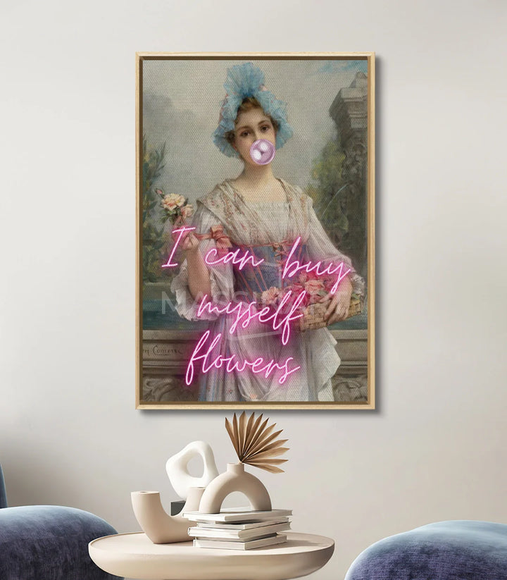 Décoration couloir — Tableau vintage femme neon rose Massinart ambiance épurée