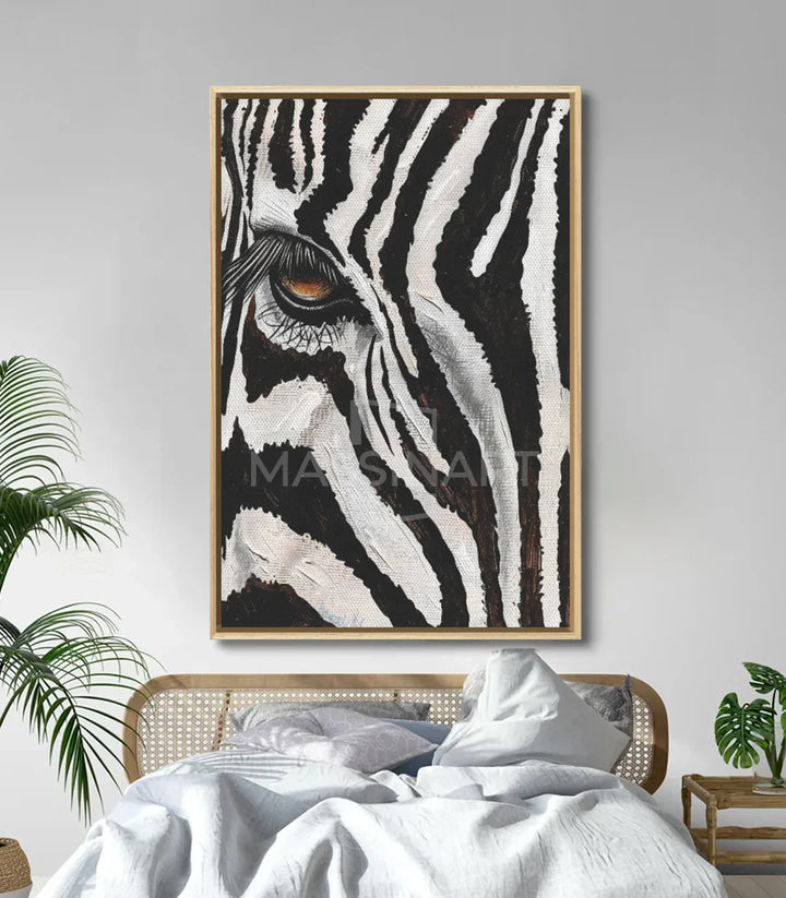 Tableau zèbre Massinart — mise en situation décoration intérieur mur blanc