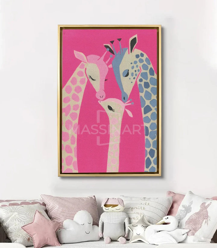 Mise en situation salon chambre fille Little Giraffe Massinart cadre noir