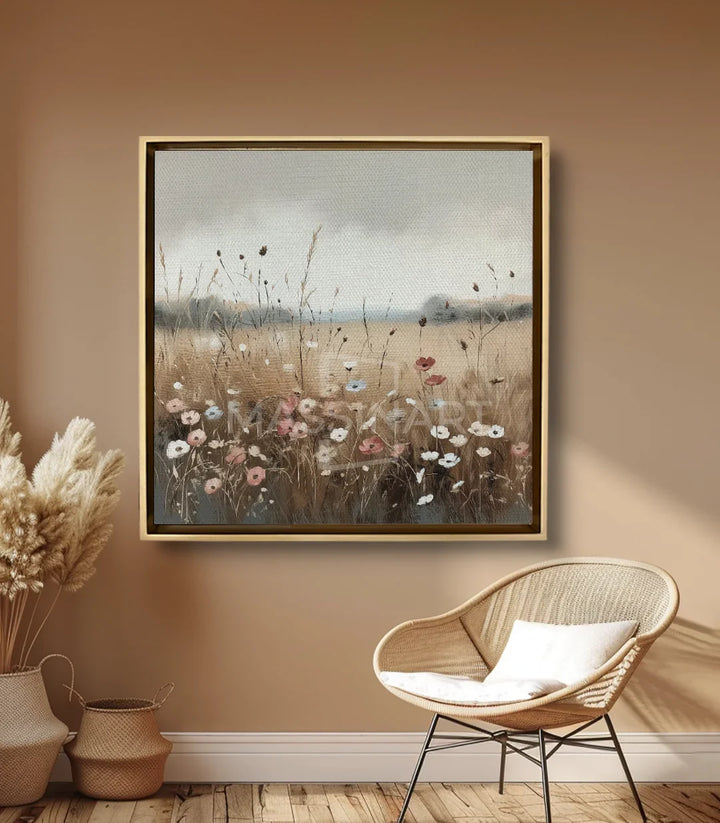 Tableau Farmyard mise en situation salon moderne mur taupe — Massinart