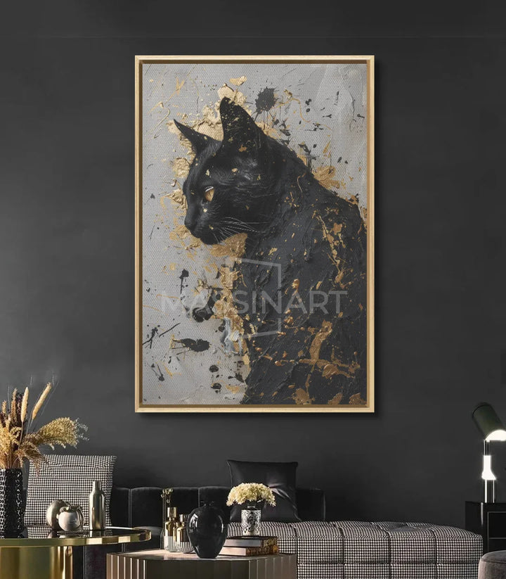 Décoration intérieur mur gris — tableau animalier chat Massinart