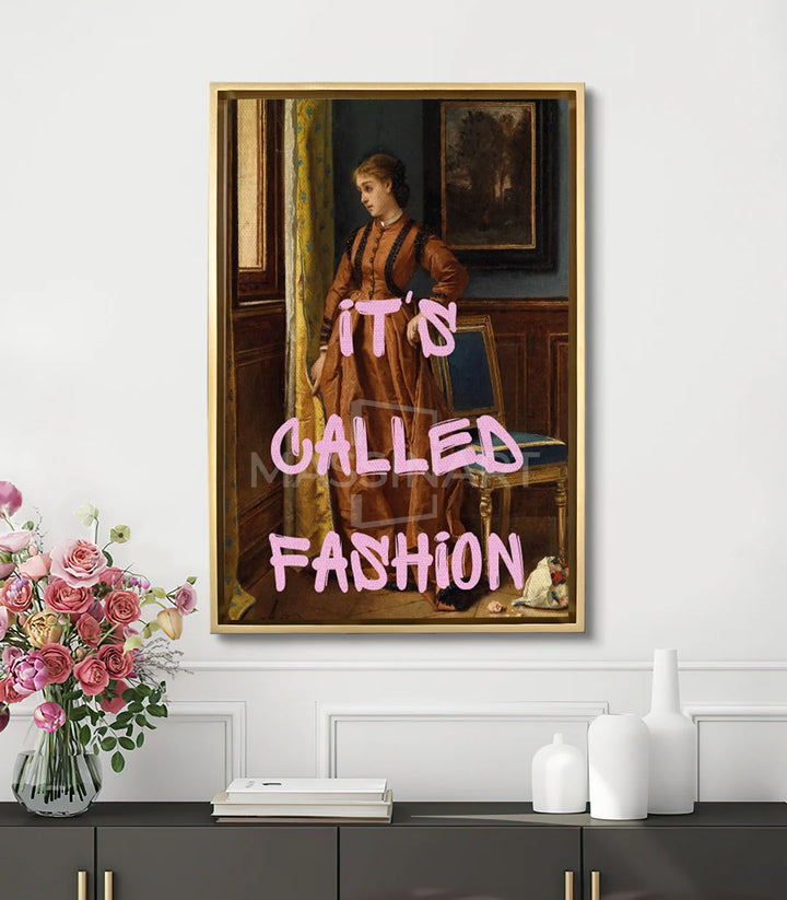 Mise en situation salon moderne, tableau fashion pop-art vertical Massinart