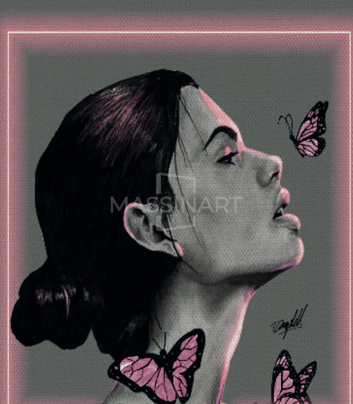 Tableau Belief detail papillons rose neon inspiration Massinart