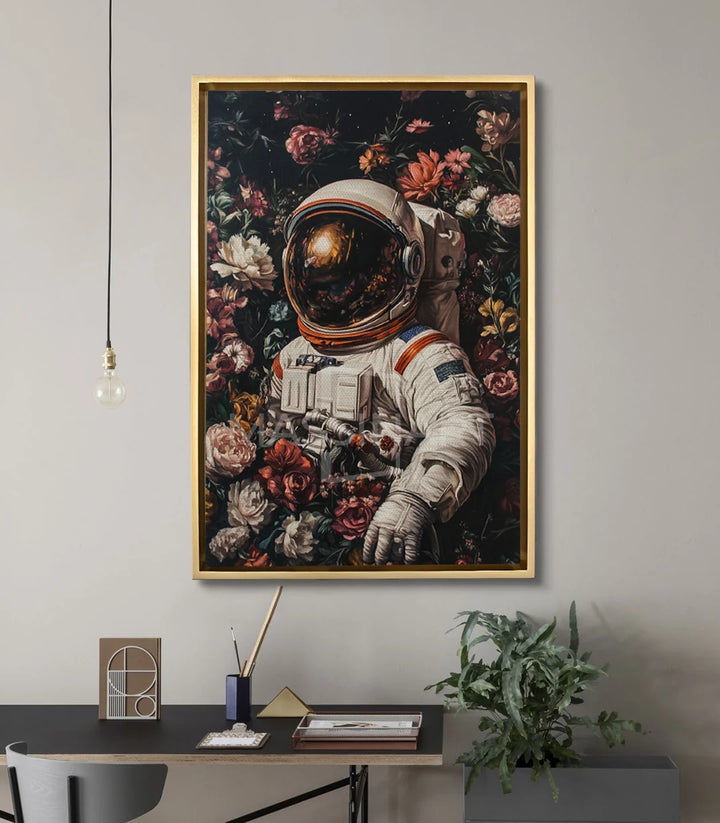 Tableau Astral Garden mise en situation salon moderne — décoration murale vertical Massinart