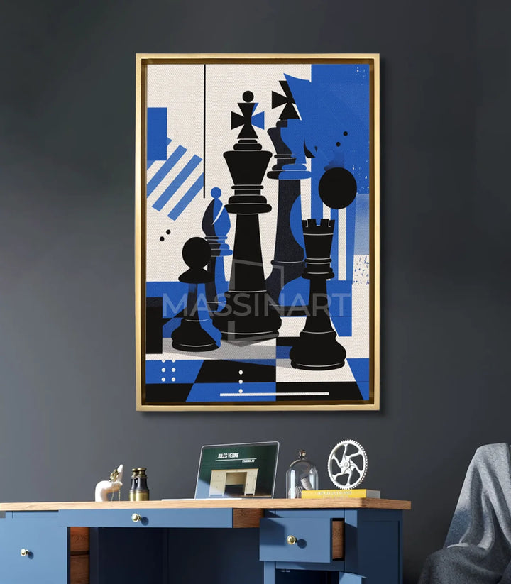 Tableau Chess Massinart — mise en situation bureau moderne avec décoration murale