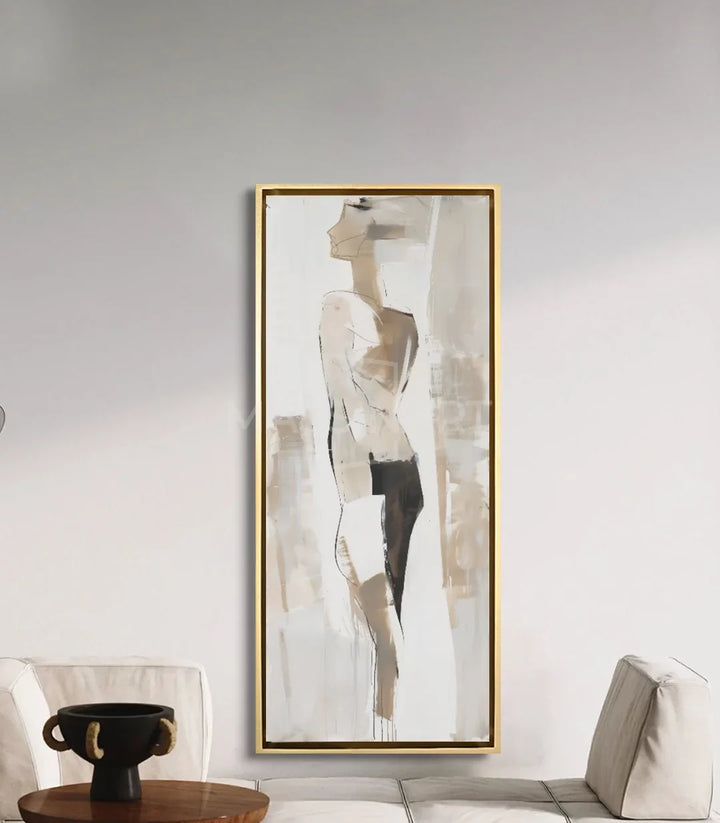 Mise en situation salon moderne, tableau silhouette femme vertical Massinart