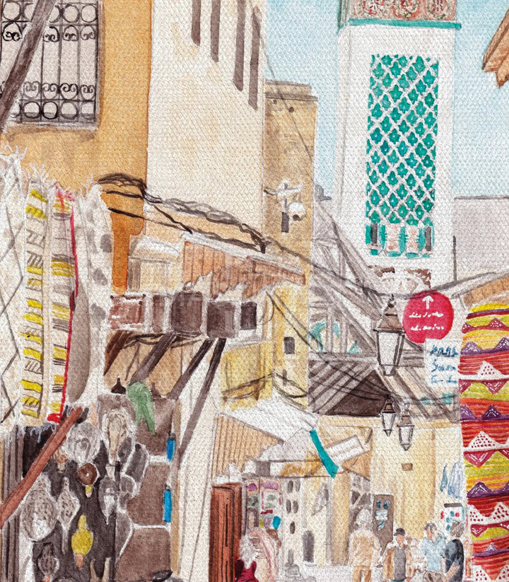Tableau diptyque Marrakech Massinart — détail colorimétrie doré turquoise
