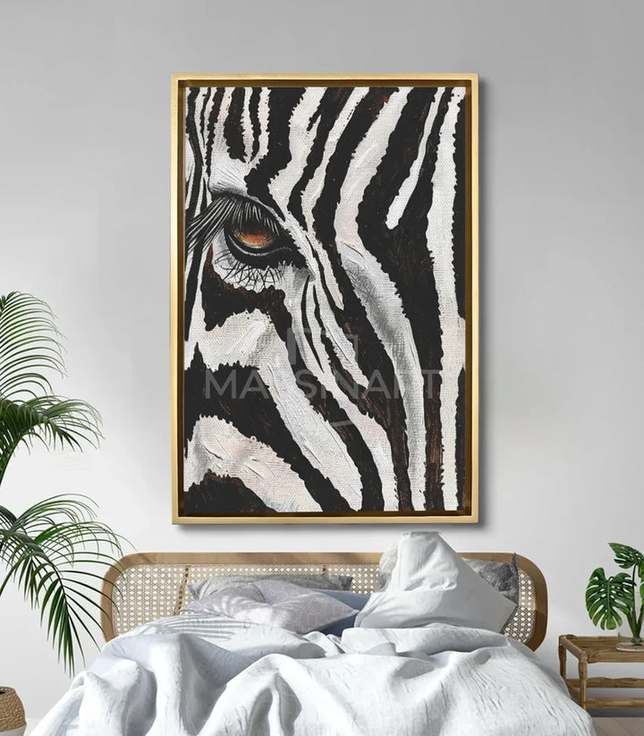 Tableau zèbre Massinart — mise en situation chambre salon moderne minimaliste