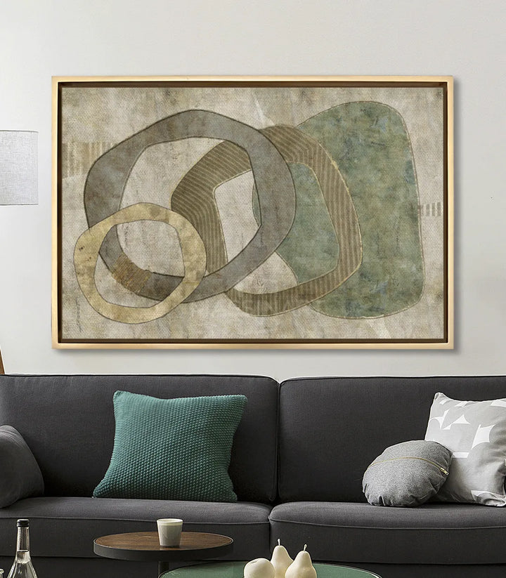 Tableau Boho Oasis mise en situation salon moderne noir Massinart