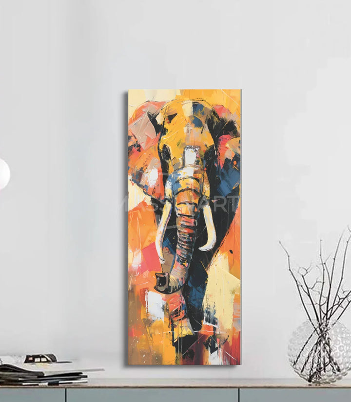Tableau éléphant expressionniste palette colorée bureau Massinart