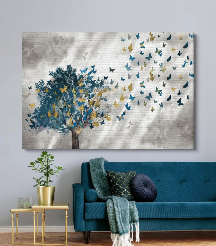 Tableau Butterfly Effect composition arbre papillons Massinart