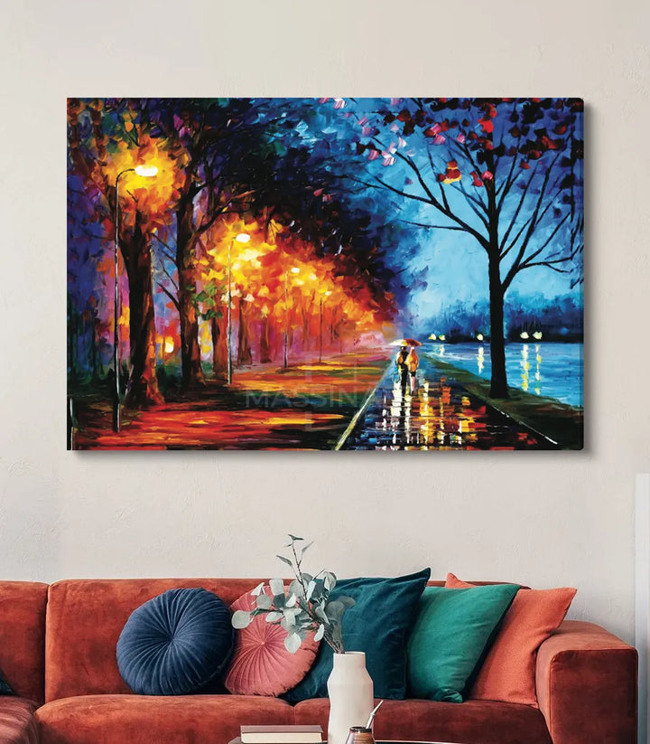 Décoration intérieur salon — Tableau Balade Nocturne paysage romantique Massinart