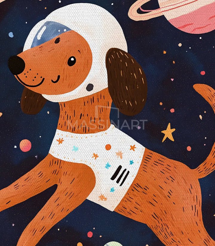 Tableau illustré Astro Dogs diptyque planètes étoiles enfant Massinart — Massinart