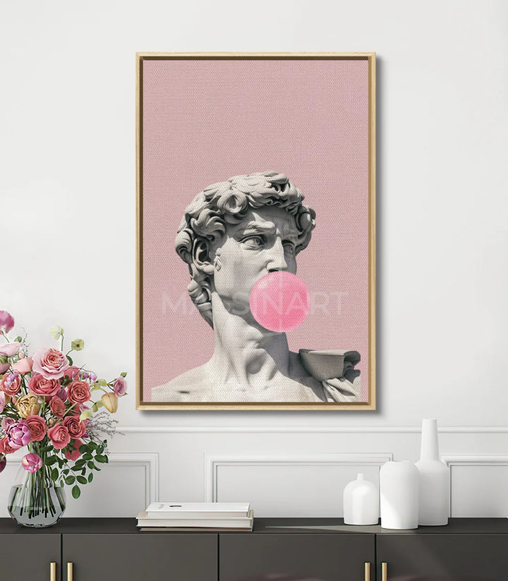 Décoration intérieur tableau pop-art David's bulle rose Massinart