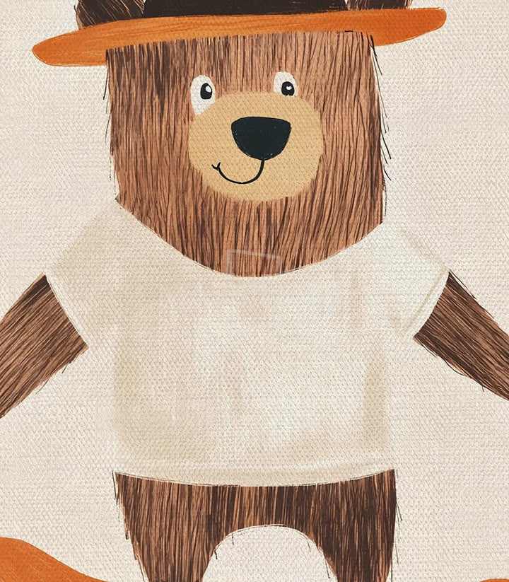 Tableau cowboy ours beige marron decoration enfants Massinart