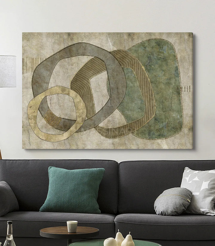 Tableau Boho Oasis décoration intérieur canapé gris Massinart