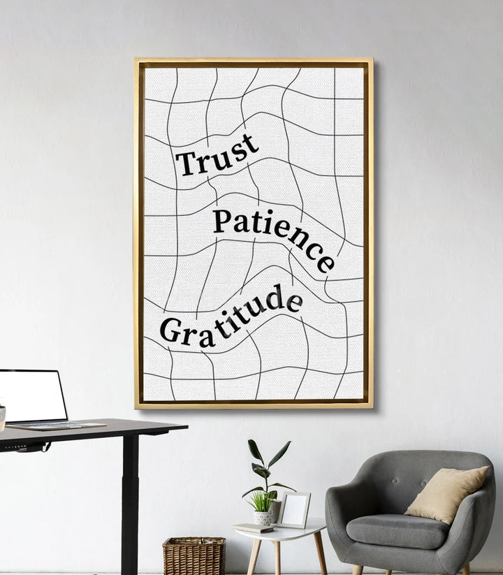 Mise en situation tableau motivation bureau Massinart — cadre noir sur mur clair