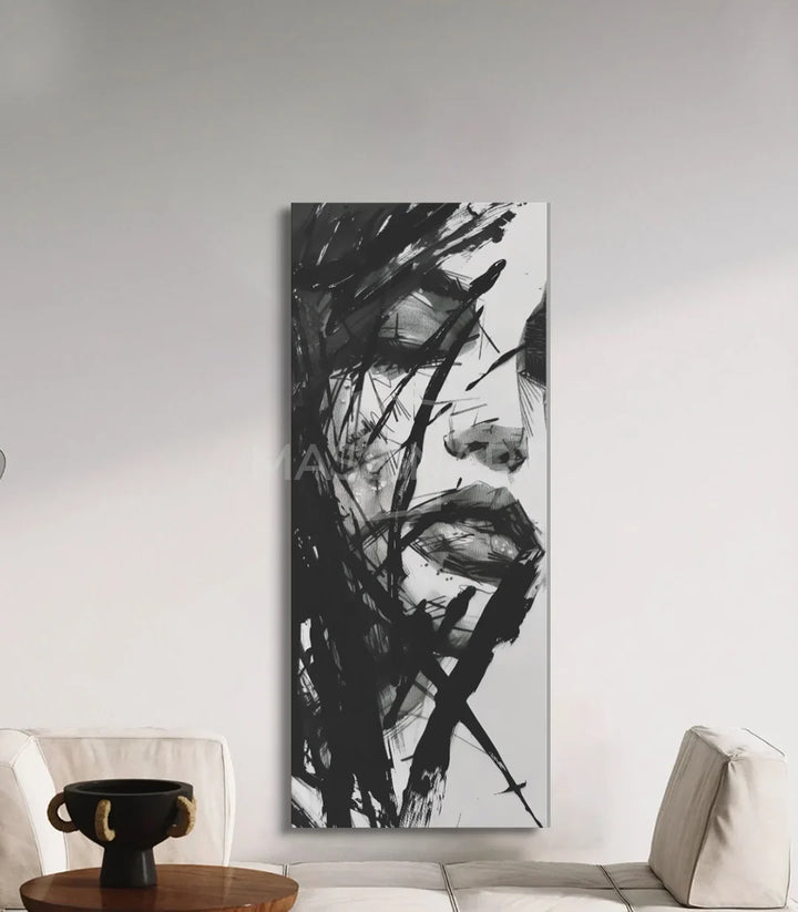 Tableau Unbroken dans intérieur épuré — portrait expressionniste noir et blanc Massinart