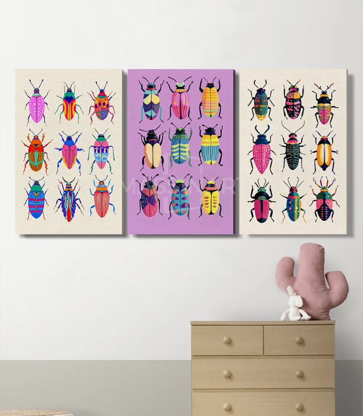 Mise en situation triptyque Insecta chambre enfant Massinart