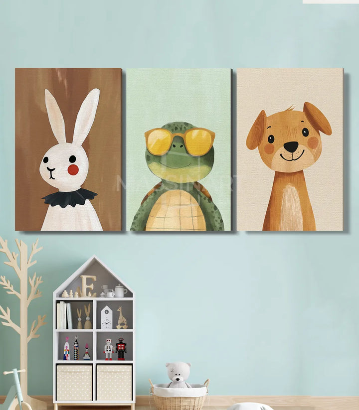 Mise en situation triptyque Buddies chambre enfant Massinart
