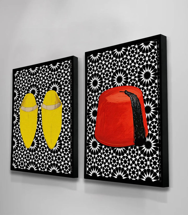 Mise en situation chambre — Tableau Moroccan Elegance pop-art marocain Massinart