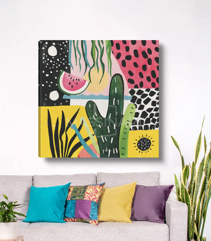 Mise en situation chambre avec tableau pastèque Massinart
