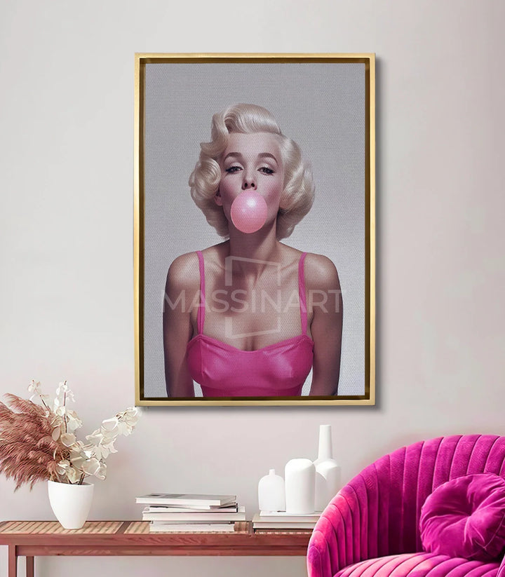 Mise en situation salon moderne — Tableau Pop Queen Massinart au-dessus console
