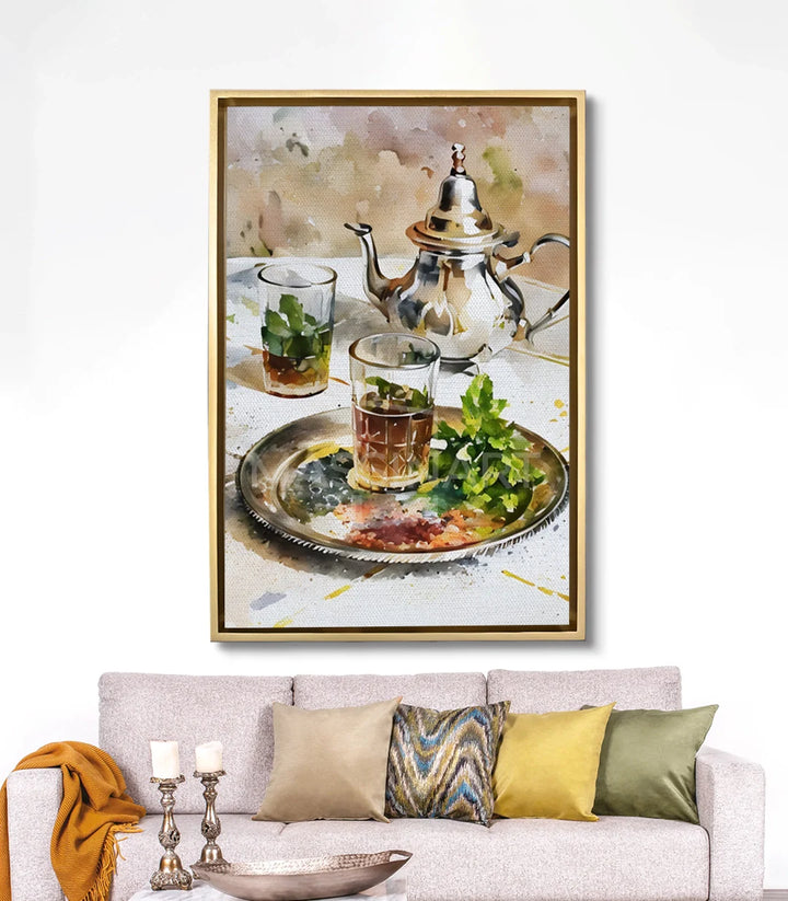 Tableau Moroccan Tea mise en situation salon moderne — décoration murale intérieur Massinart