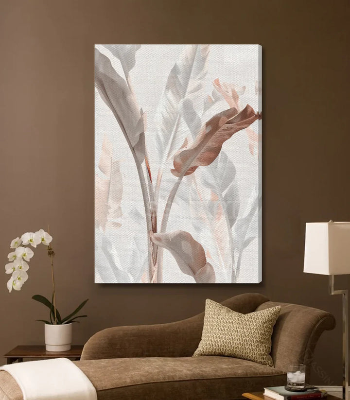 Tableau Eden détail feuillage floral, style minimaliste Massinart