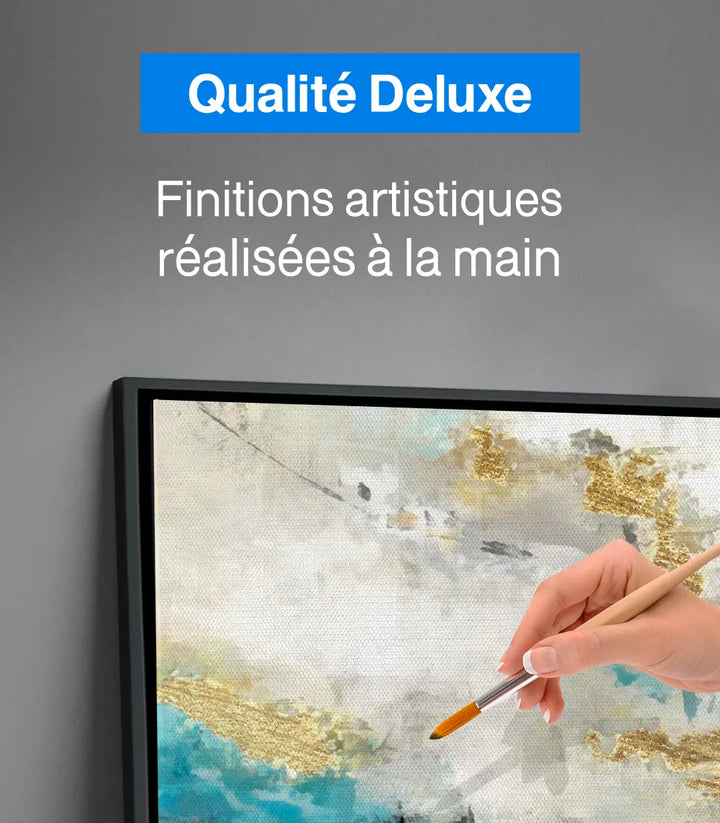 Tableau Electric Dreams peinture abstraite moderne cadre noir - Massinart