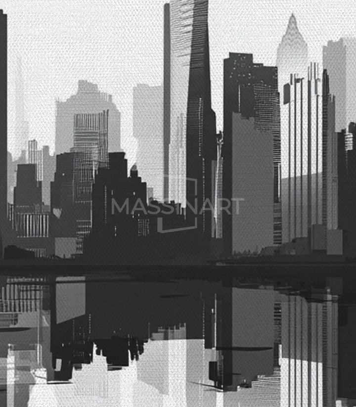 Tableau City in Shadows cadre noir Massinart