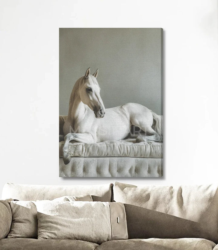 Tableau cheval blanc palette minimaliste Massinart
