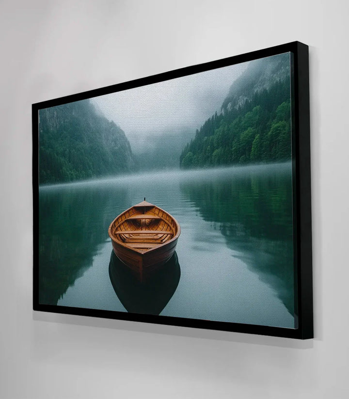 Mise en situation The Quiet Float - tableau nature accrochage mur salon gris et blanc Massinart