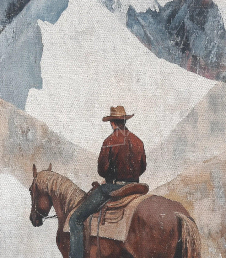Tableau Cowboy western vertical en décoration intérieur minimaliste — Massinart