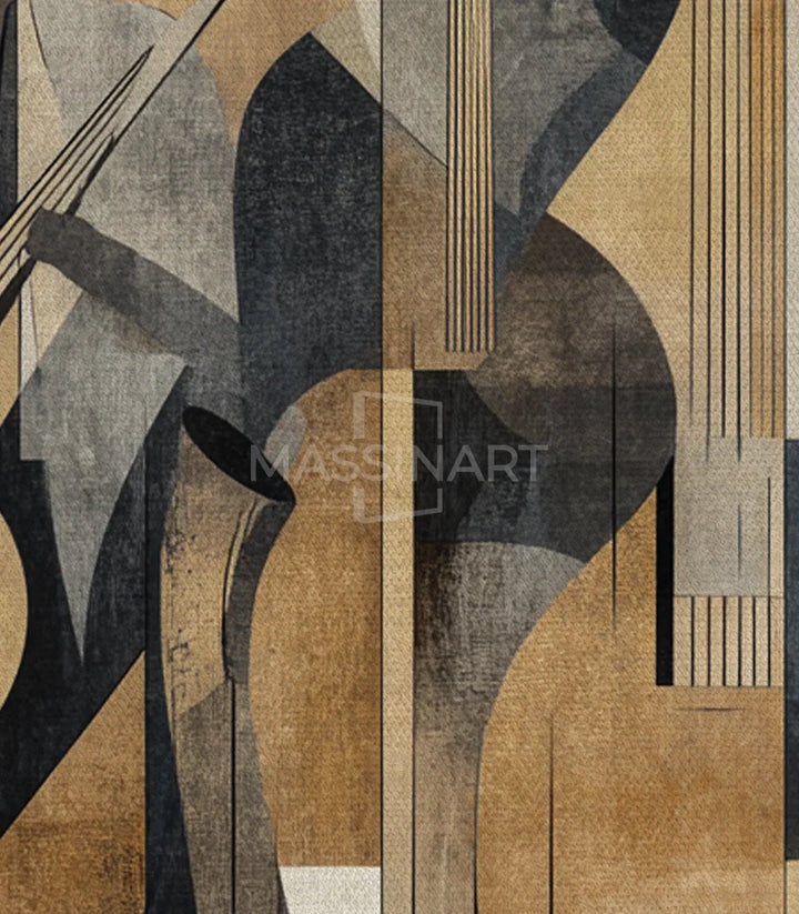 The Geometry of Jazz en mise en situation chambre élégante, tableau jazz Massinart