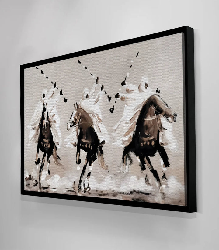 Ambiance salon design tableau Tbourida Echo chevaux marocains Massinart