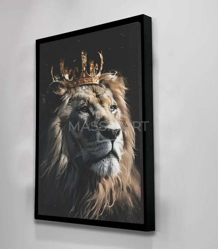 Tableau the king lion noir : ambiance salon moderne Massinart