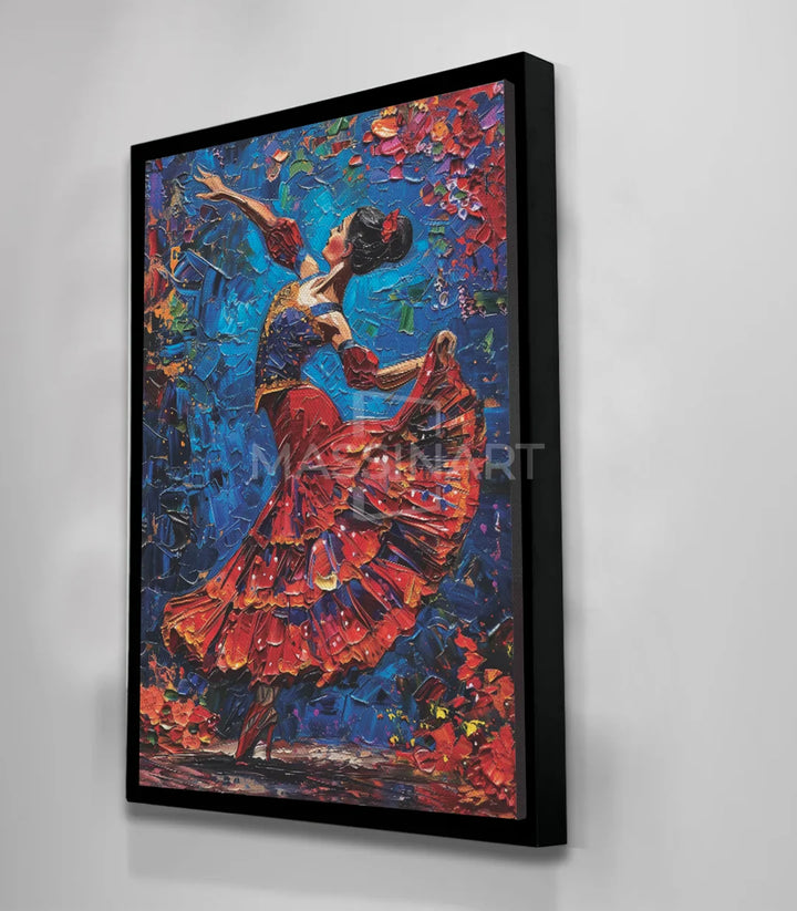 Ambiance salon design — Tableau flamenco rouge-bleu Massinart