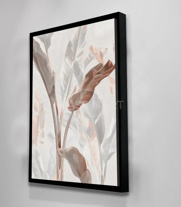 Tableau Eden fleurs délicates, palette minimaliste beige blanc — Massinart