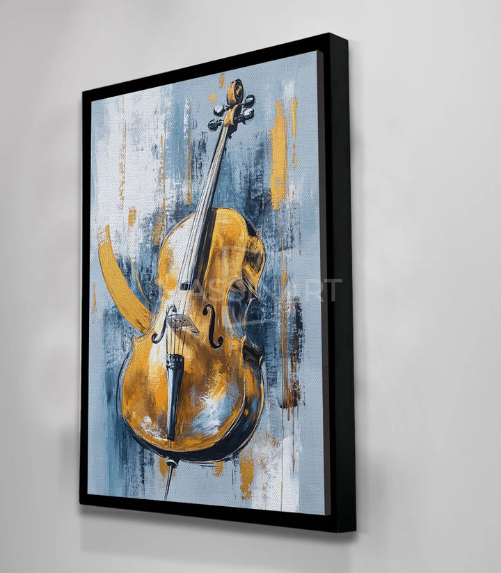 Tableau Cello Massinart — détail tableau violoncelle texture peinture