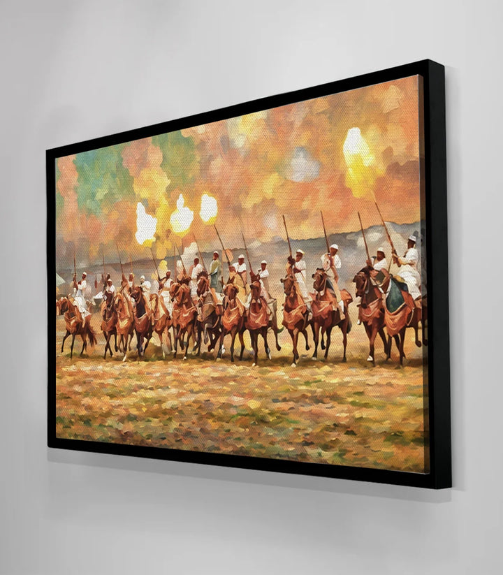 Tableau Baroud Majestic detail peinture cavaliers battle Massinart