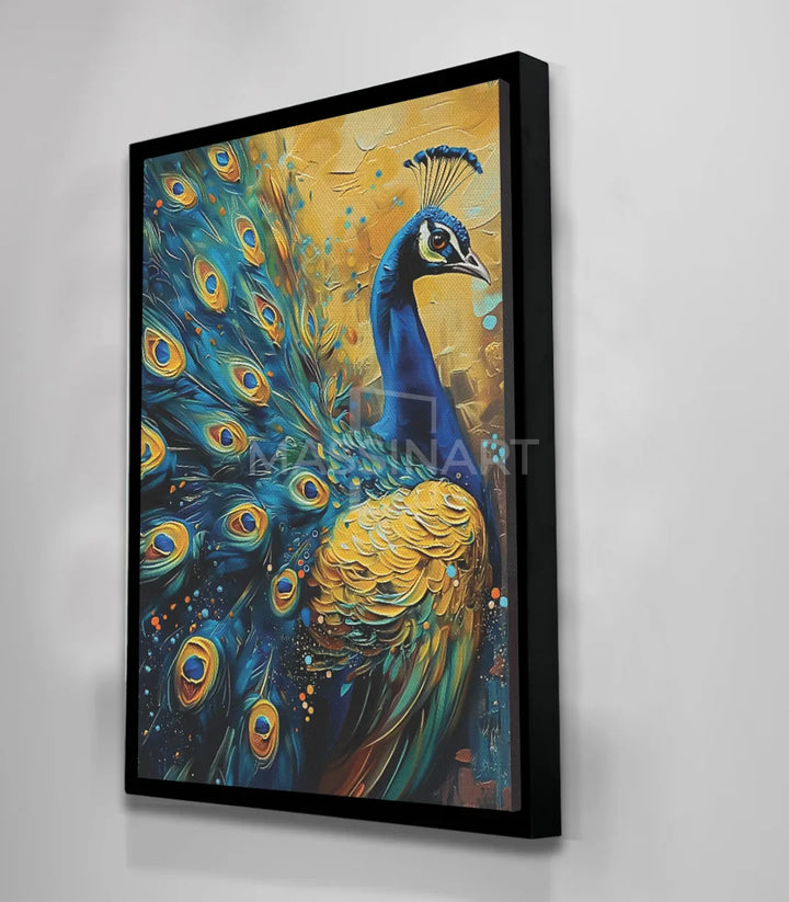 Tableau paon séjour ambiance luxe Massinart
