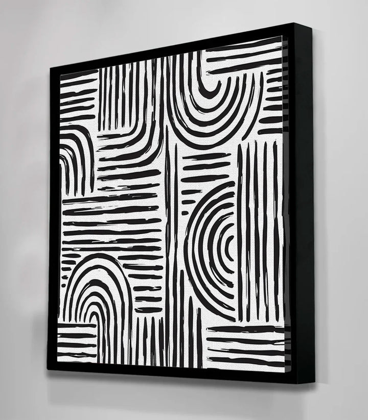 Zoom contrastes et texture — Tableau Monochrome Flow art géométrique — Massinart
