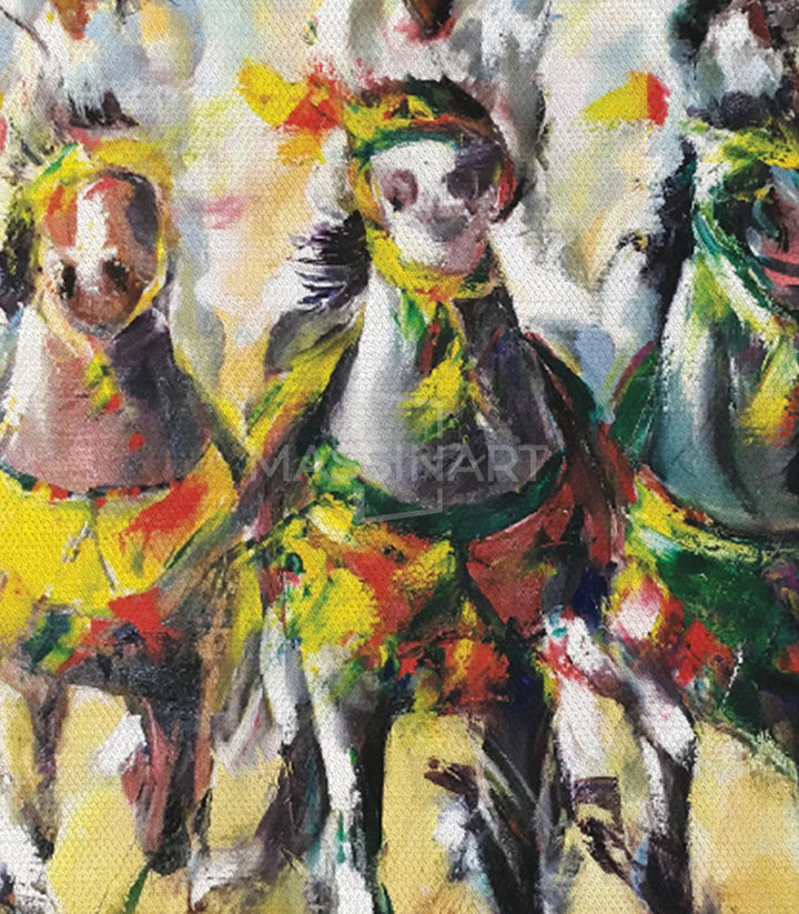 Tableau Tbourida chevaux cadre noir mis en scène chambre — Massinart