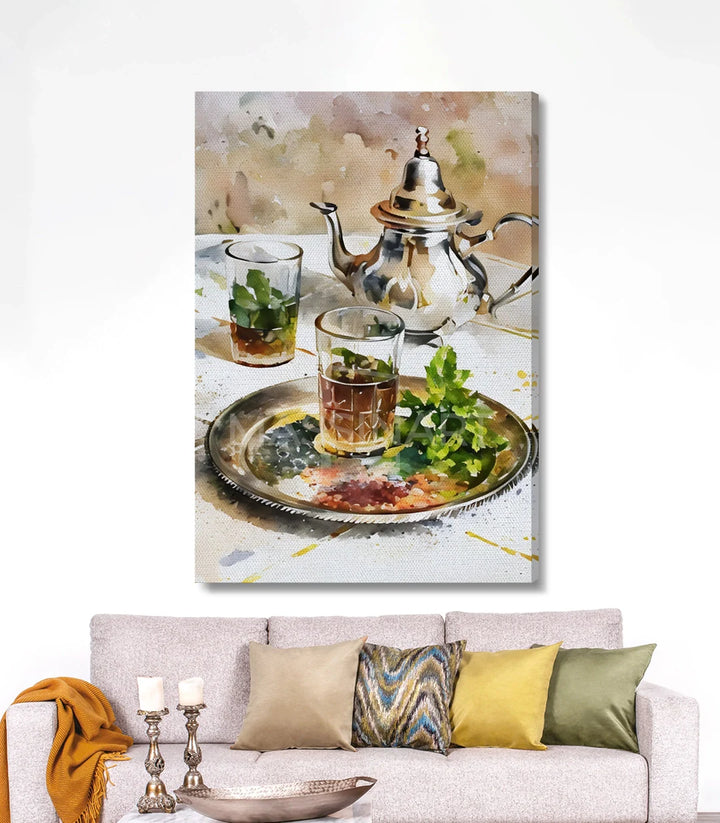 Tableau Moroccan Tea mise en situation cuisine orientale — décoration intérieur Massinart